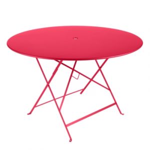 Image de Fermob Table pliante Bistro / Ø 117 cm - Trou parasol rose praline en métal