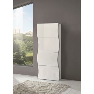 Alter Étagère à chaussures moderne, Made in Italy, Étagère à chaussures d'entrée, avec 4 portes battantes, 71x27h162 cm, coule