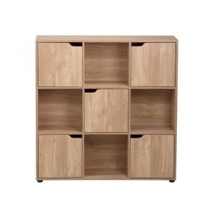 Calicosy Meuble 9 cases avec 5 portes d&eacute;cor bois L88,8 cm - MODU