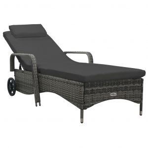 Image de VidaXL Chaise longue avec roues Résine tressée Anthracite