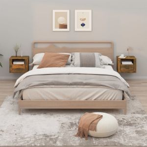 VidaXL Tables de chevet murales 2 pcs Chêne fumé 50x36x40 cm