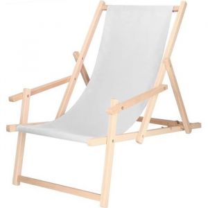 Springos - Chaise de plage pliante avec accoudoirs de couleur gris clair - grigio chiaro