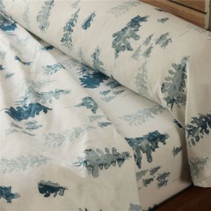 Drap plat en flanelle BLUE SALEN motif montagne, bleu