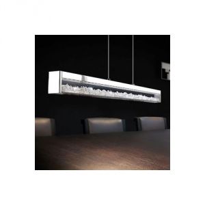 Image de Eglo Cardito - Suspension barre LED en métal et verre avec cristal L70 cm