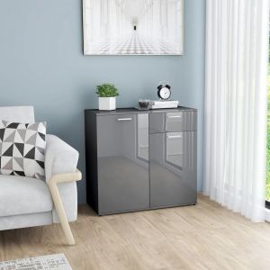 Image de VidaXL Buffet Aggloméré Gris Brillant 80x36x75 cm