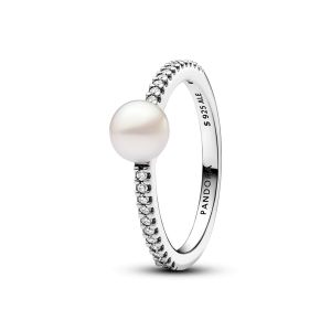 Pandora Bague Perle de Culture d'Eau Douce Traitée & Pavé - Taille 54