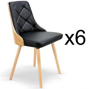 Lot de 6 chaises scandinaves Lalix Chêne Clair et Noir