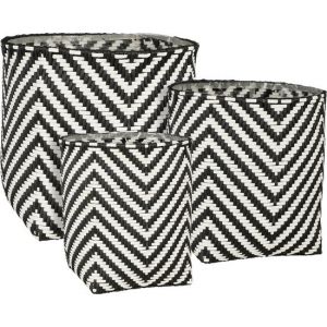 Mica Decorations Panier à plantes Merlin - Lot de 3 - Noir, blanc