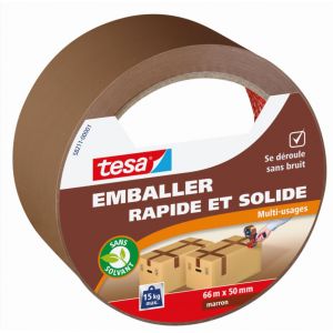 Image de Tesa Ruban emballage - brun - 66 m x 50 mm - Ruban gros emballage, Dévidoir