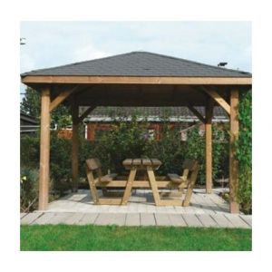 Solid Kiosque de jardin 12,04 m&sup2;, Toiture Shingle rouge, Ancrage Aucun