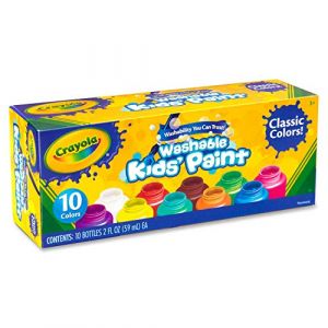 Crayola Les trempes lavables en bocaux amovibles, prêts à l'emploi, pour l'école et les loisirs, 10 couleurs classiques, 54-1205, couleurs assorties