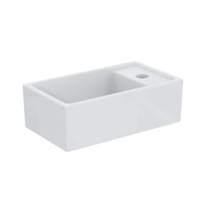 Ideal Standard Lave-mains EUROVIT + 370x210x120mm blanc 1 trou pour robinet, avec trop-plein, étagère à droite