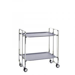 Don hierro Table roulante pliante BAUHAUS, 2plateaux, châssis chromé-Gris