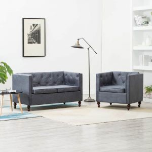 Image de VidaXL Ensemble de canapés 2 pcs Revêtement en tissu Gris