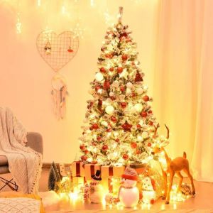 Sapin de noël artificiel enneigé lumineux 600 branches blanc 180cm