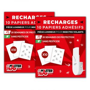 Lot de 20 recharges pour piège lumineux insectes volants - MASTER TRAP - Protection Insectes volants, moucherons - 20 recharges