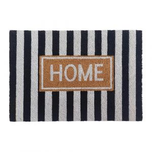 Relaxdays Paillasson en Coco, 60 x 40 cm, antid&eacute;rapant, r&eacute;sistant aux intemp&eacute;ries, int&eacute;rieur et ext&eacute;rieur, Noir/Blanc