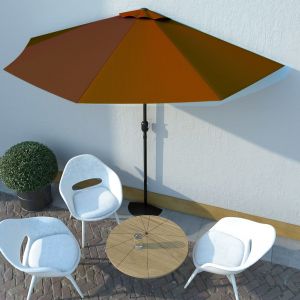 VidaXL Parasol de balcon et m&acirc;t en aluminium Terre cuite 300x150x253cm