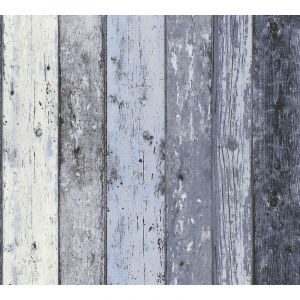 Image de Papier peint aspect bois 855060 GU papier peint intissé lisse au used look mat bleu 5,33 m2 Profhome