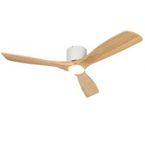 Qazqa Ventilateur de plafond blanc avec bois, avec LED et télécommande - Jerri