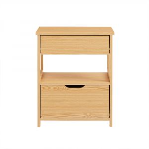 Sobuy Table de Chevet, Table de Nuit, Bout de Canapé, Table d'Appoint avec 2 Tiroirs et 1 Étagèrede Rangement, Table Basse, pour Salon, Chambre,