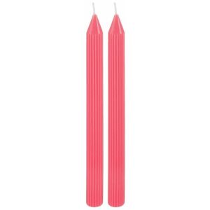 Ruedelafete Set de 2 bougies Flambeau Cannelées 25cm, Pink Lady