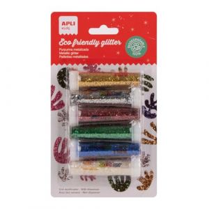APLI Kids 20069 - Paillettes métallisées, idéales pour les déguisements et les travaux manuels - 6 pots
