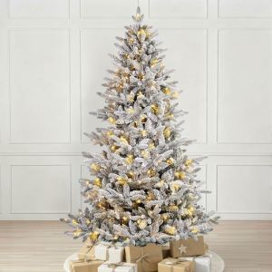 Salcar Sapin de Noël artificiel, sapin de Noël artificiel illuminé, sapin enneigé, 180 cm