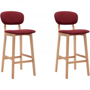 Image de VidaXL Tabourets de bar 2 pcs Rouge bordeaux Tissu