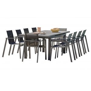 DCB Garden Venise - Ensemble repas de jardin 10 places en aluminium gris anthracite Gris anthracite