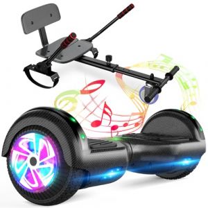 SISIGAD 6,5 Pouces Hoverboards avec Hoverkart ，Bluetooth et Lumières Led,cadeaux idéaux pour les enfants