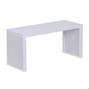 Relaxdays Banc en bambou sans dossier - banc &agrave; chaussures pour couloir, salle de bains, cuisine 43x90x33 cm, blanc