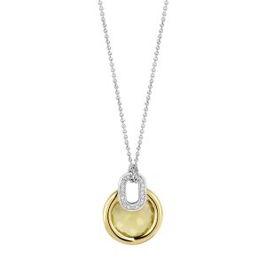 Image de Ti sento Collier Indigo Impressions 3887TY-42 - Collier Argent pierre jaune et bélière fixe pavée d'oxydes de zirconium Femme