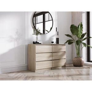 Commode 6 Tiroirs, Ch&ecirc;ne Sonoma, 120 X 39 X 79 Cm