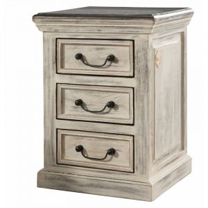 Massivmoebel24 - Petite commode 45x40 Manguier ciré Blanc antique castle-antik 65
