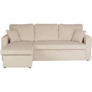 Habitat et Jardin Canapé d'angle en velours côtelé convertible/ réversible avec coffre 'Alain ii' - 3 places - Beige