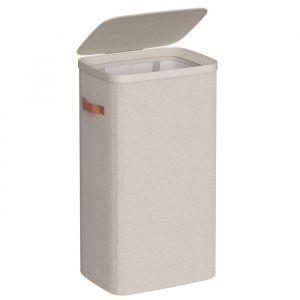 Songmics Panier à Linge - 100 L - Montage Facile - Couvercle Protecteur - Beige Cappuccino