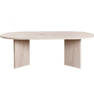 Table basse ovale effet Travertin 119 cm - Orane