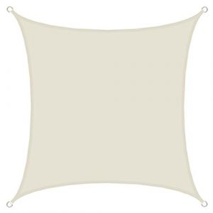 Image de Amanka Voile d'ombrage 3x3m en Polyester Hydrofuge Protection du Soleil UPF50+ Toile carrée Ombre Jardin Beige