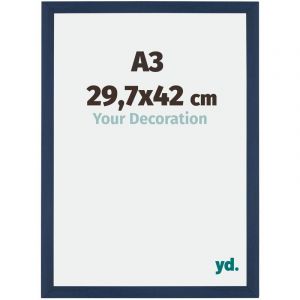 Yd. - Your Decoration - A3 29.7x42 cm - Cadres Photo en mdf Avec Verre acrylique - Anti-Reflet - Excellente Qualité - Bleu Foncé Essuyé - Cadre