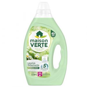 Maison Verte Lessive Liquide - Parfum Fraîcheur d'Ete - Lessive Détachante - Spécial Peaux Sensibles - Efficace dès 20°C - 5 Enzymes Actives d'Origine Naturelle - Sans Conservateurs - 33 Lavages