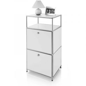 &Eacute;tag&egrave;re m&eacute;tal chrom&eacute; design &eacute;pur&eacute;, Concept Epur&eacute; MK-120, L50 &times; P40 &times; H100 cm, Blanc
