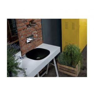 Cristina Ondyna LAVABO CERAMIQUE WILD 45-45-10 CM A ENCASTRER NOIR MAT WWL450913