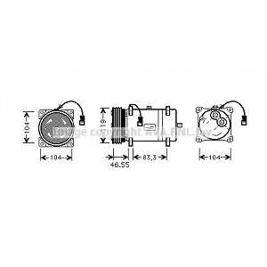 Image de Ava Quality Cooling Compresseur de climatisation PEUGEOT 306, CITROEN EVASION, CITROEN XANTIA, PEUGEOT 406, CITROEN BERLINGO (247CNAK161)