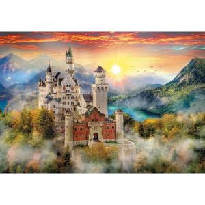 Clementoni Puzzle Adulte Chateau Du Neuschwastein Au Leve Du Soleil - 2000 Pieces - Collection Paysage Et Lac