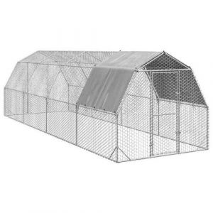 VidaXL Poulailler avec toit 2,5x8x2,25 m acier galvanis&eacute;, poulailler de promenade, enclos &agrave; poules accessible, cage &agrave; poules 3328528