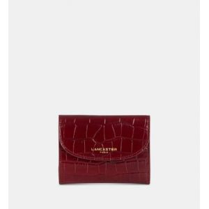 Lancaster Portefeuille griffe cuir effet croco Rouge