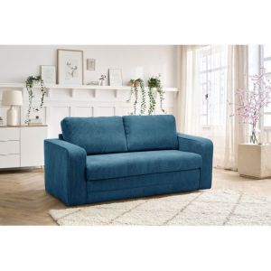 Bobochic Canapé droit convertible déplimousse come bleu foncé - 160x72x79 cm