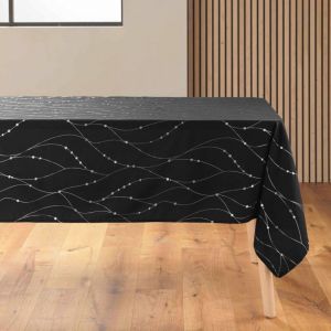 Nappe Antitache Rectangulaire 140x240 Cm - Lignes Argent - Noir Noir