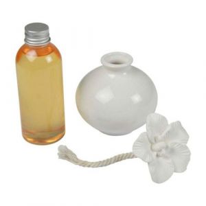Coffret diffuseur et fleur en c&eacute;ramique "Essentiel" - Vanille - 100 ml